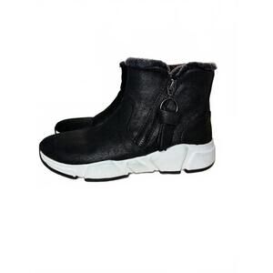 Johnston & Murphy Ankle Boots Women’s 6M Black Faux Fur Leather Shoes Shimmery